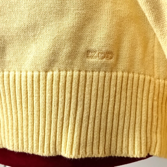 Vintage IZOD 1/4 zipper cable Knit sweater women's Sz XL yellow 100% cotto High - Picture 5 of 10